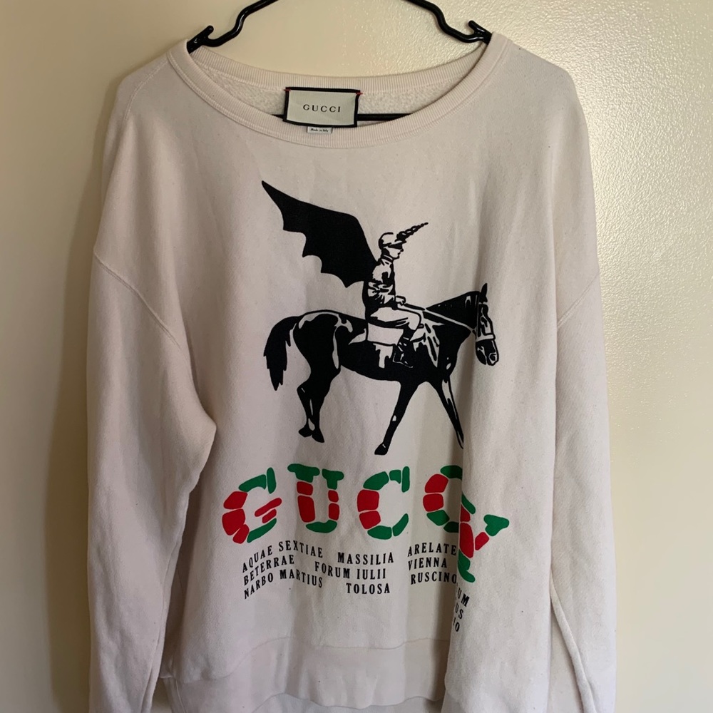 Gucci wing jockey crew neck sweat shirt